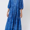 Dresses Juliet Dunn | Mosaic Print V Neck Loose Maxi Dress Royal Blue