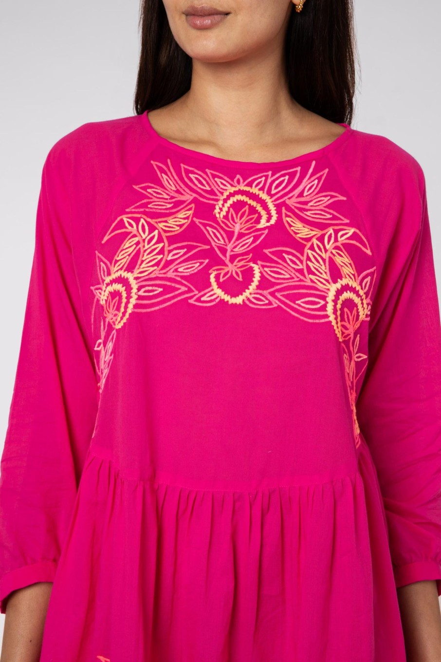 Dresses Juliet Dunn | Contrast Cut Out Fuchsia Batwing Dress Fuchsia Neon