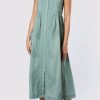 Dresses Juliet Dunn | Poplin Tie Shoulder With Ric Rac Detail In Sage