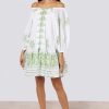 Dresses Juliet Dunn | Boho Dress With Olive Green Dhaka Print Olive Green White