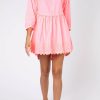 Dresses Juliet Dunn | Poplin Batwing Mini Dress In Washed Neon Coral Washed Coral