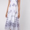 Dresses Juliet Dunn | Long Swing Dress In Indigo Dhaka Print White Indigo