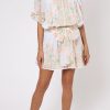 Dresses Juliet Dunn | Rose Border Blouson In Peach White Peach Green