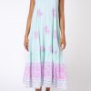 Dresses Juliet Dunn | V Neck Midi Dress In Aqua And Violet Dhaka Print Aqua Violet