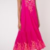 Dresses Juliet Dunn | Contrast Cut Out Fuchsia V Neck Midi Dress Fuchsianeon