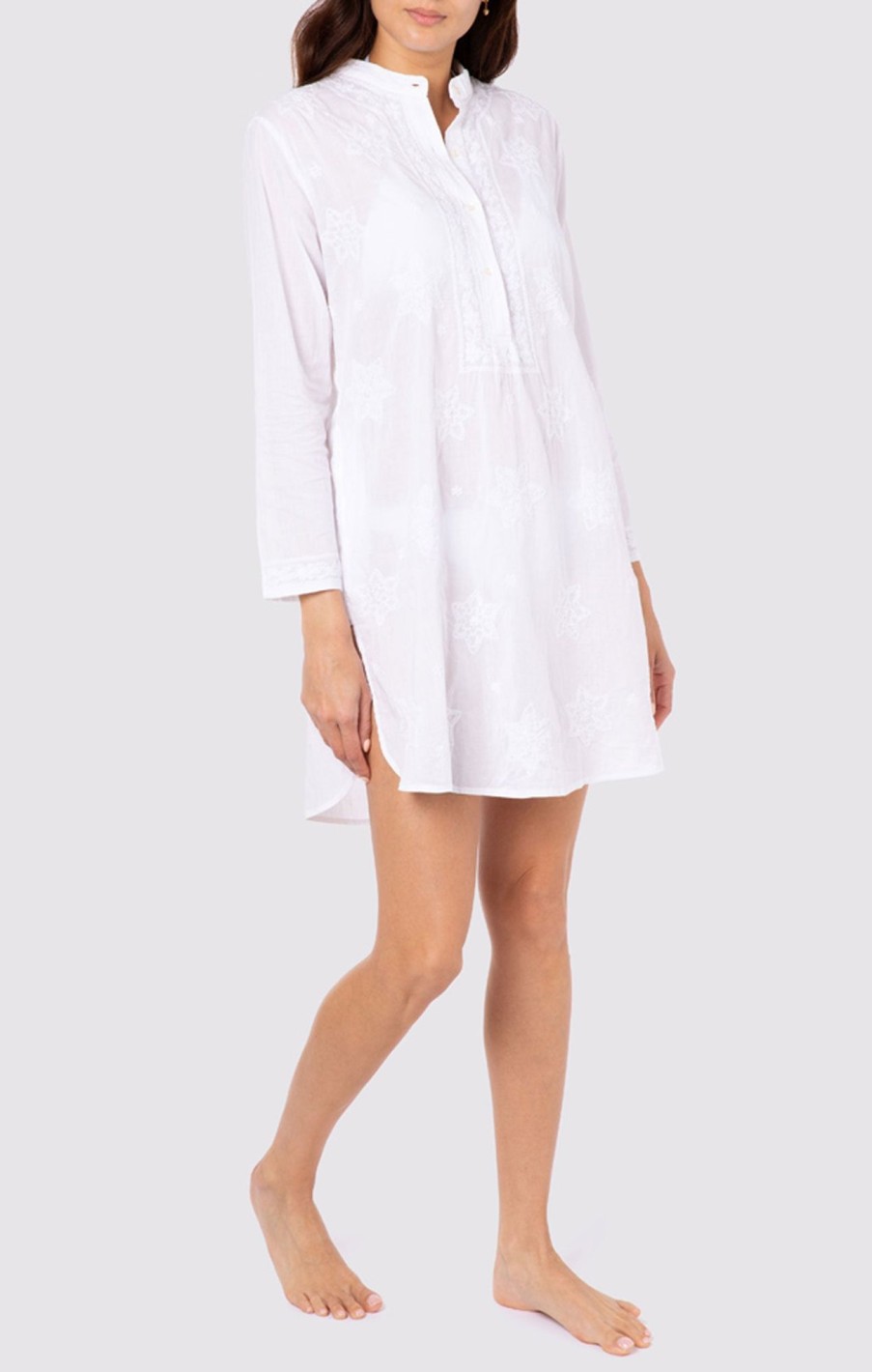 Cover Ups Juliet Dunn | Boyfriend Shirt With Embroidery White