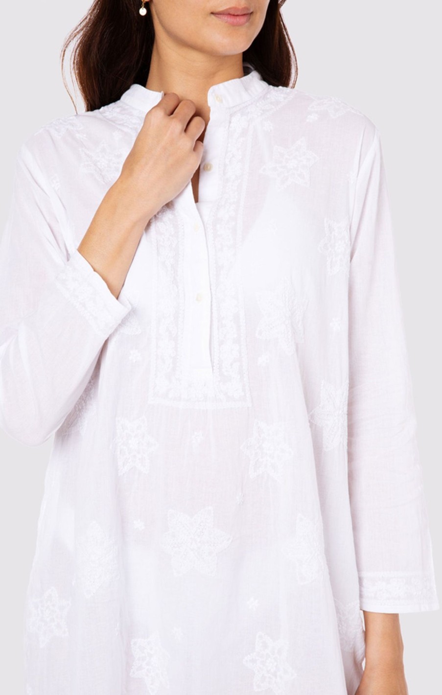 Cover Ups Juliet Dunn | Boyfriend Shirt With Embroidery White